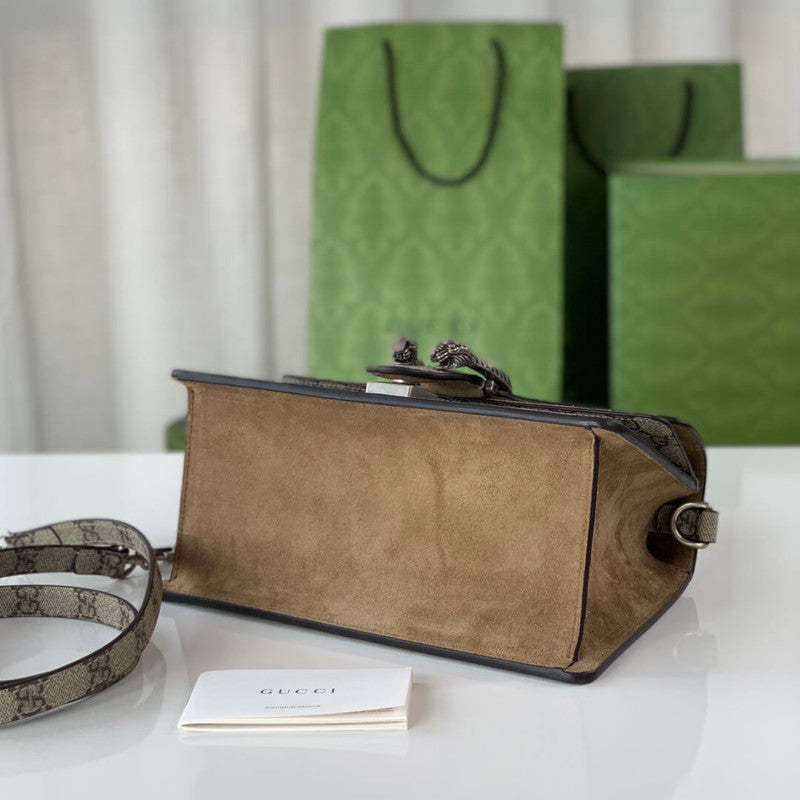 large Dionysus Top Handle Bag 739496 Taupe Suede Trim