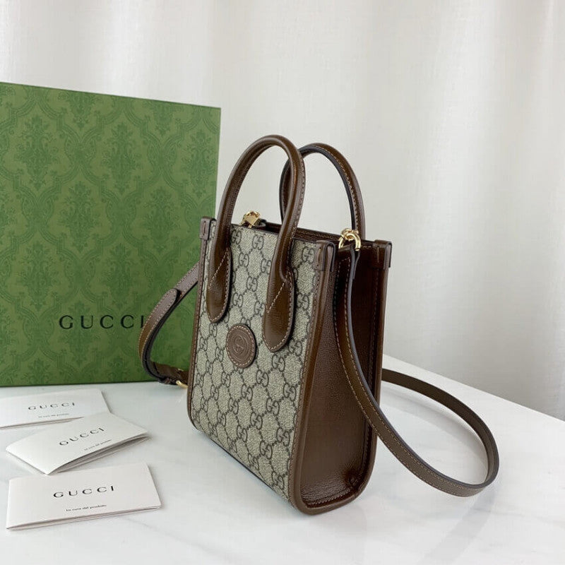 Mini Tote Bag with Interlocking G in GG Supreme 671623