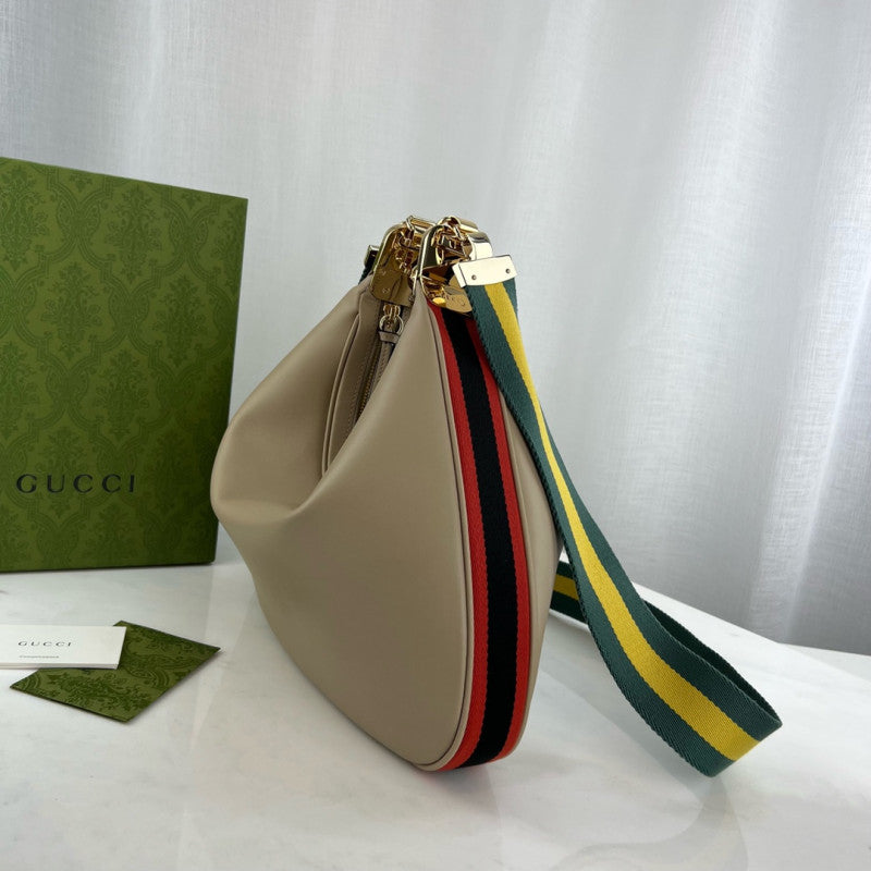 Oatmeal Leather Attache Medium Shoulder Bag 702823