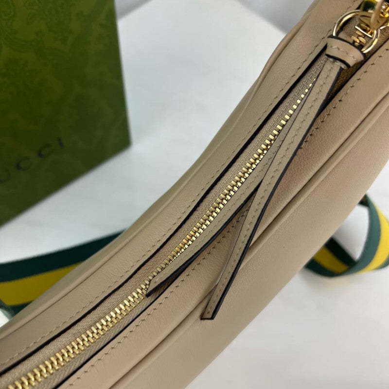 Oatmeal Leather Attache Medium Shoulder Bag 702823