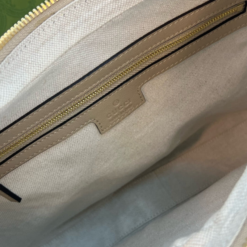 Oatmeal Leather Attache Medium Shoulder Bag 702823