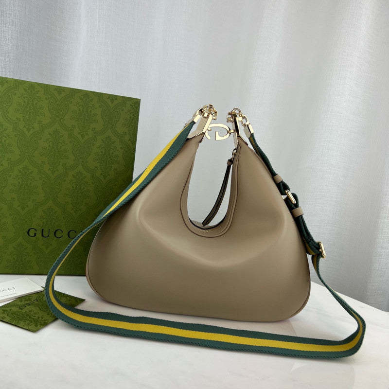 Oatmeal Leather Attache Medium Shoulder Bag 702823