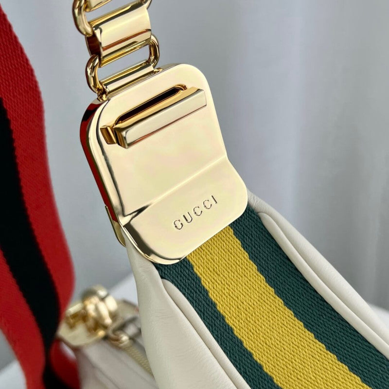 White Leather Attache large Shoulder Bag 699409