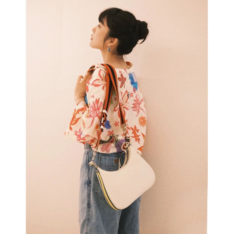 White Leather Attache large Shoulder Bag 699409