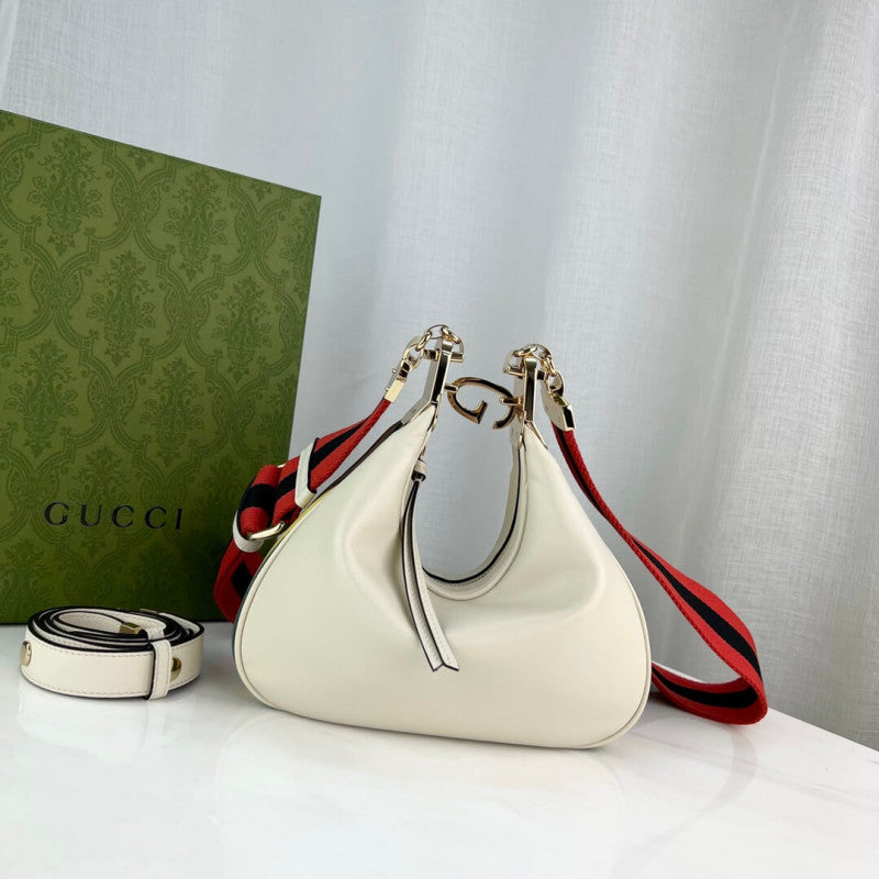 White Leather Attache large Shoulder Bag 699409