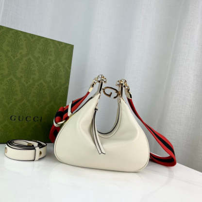 White Leather Attache large Shoulder Bag 699409