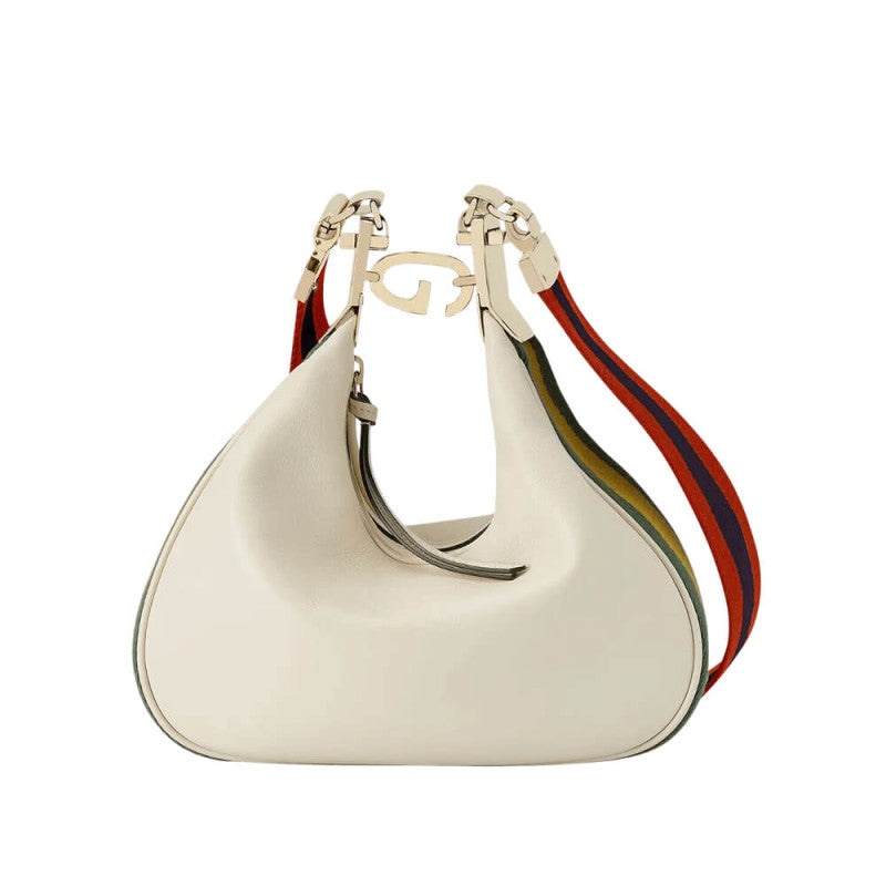 White Leather Attache large Shoulder Bag 699409