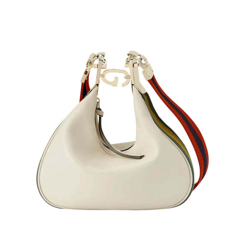 White Leather Attache large Shoulder Bag 699409