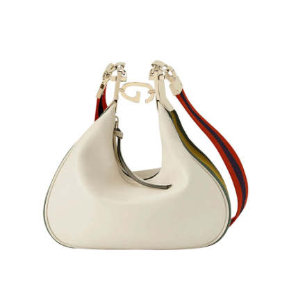White Leather Attache large Shoulder Bag 699409