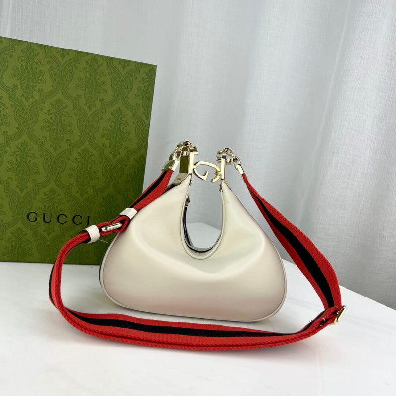 White Leather Attache large Shoulder Bag 699409