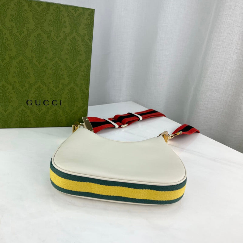 White Leather Attache large Shoulder Bag 699409