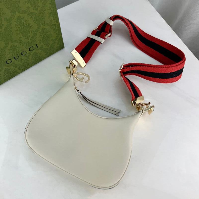 White Leather Attache large Shoulder Bag 699409