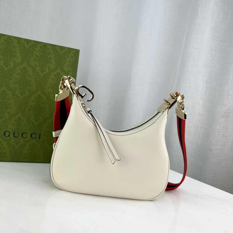 White Leather Attache large Shoulder Bag 699409
