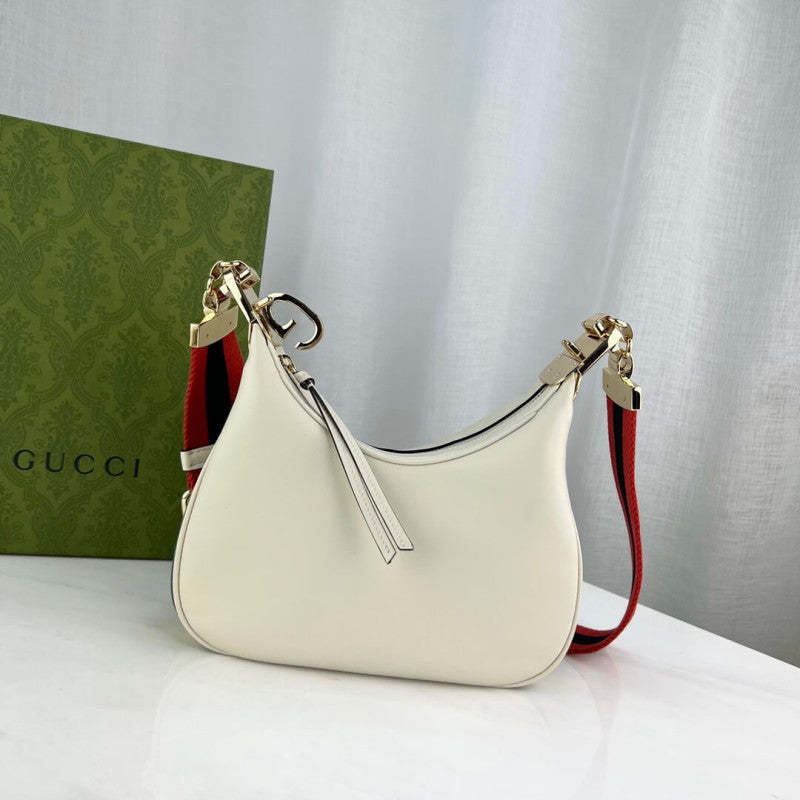 White Leather Attache large Shoulder Bag 699409