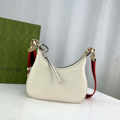 White Leather Attache large Shoulder Bag 699409