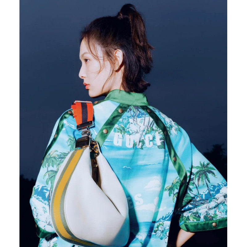 White Leather Attache Medium Shoulder Bag 702823