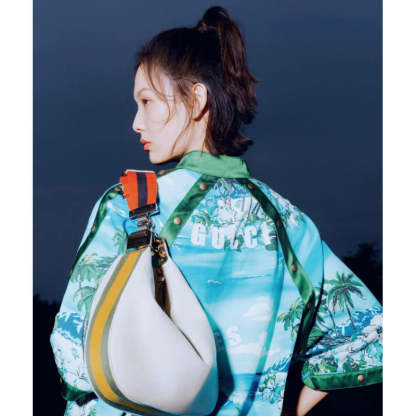 White Leather Attache Medium Shoulder Bag 702823