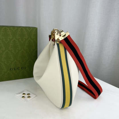 White Leather Attache Medium Shoulder Bag 702823