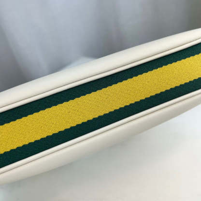 White Leather Attache Medium Shoulder Bag 702823