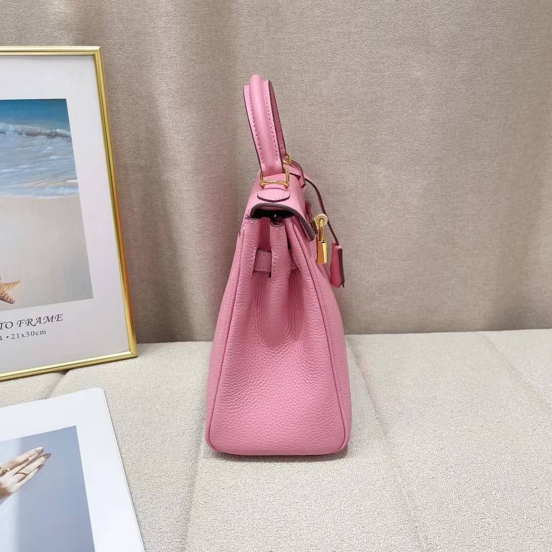 HERMÈS KELLY 28 SELLIER HANDBAG IN ROSE CONFETTI EPSOM LEATHER 28CM