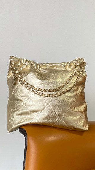 CC Medium Hobo Bag 42Metallic Gold Calfskin