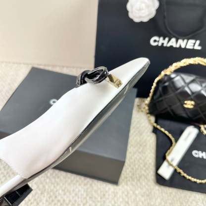 CC 25 Slingback Flats White Silk 330922