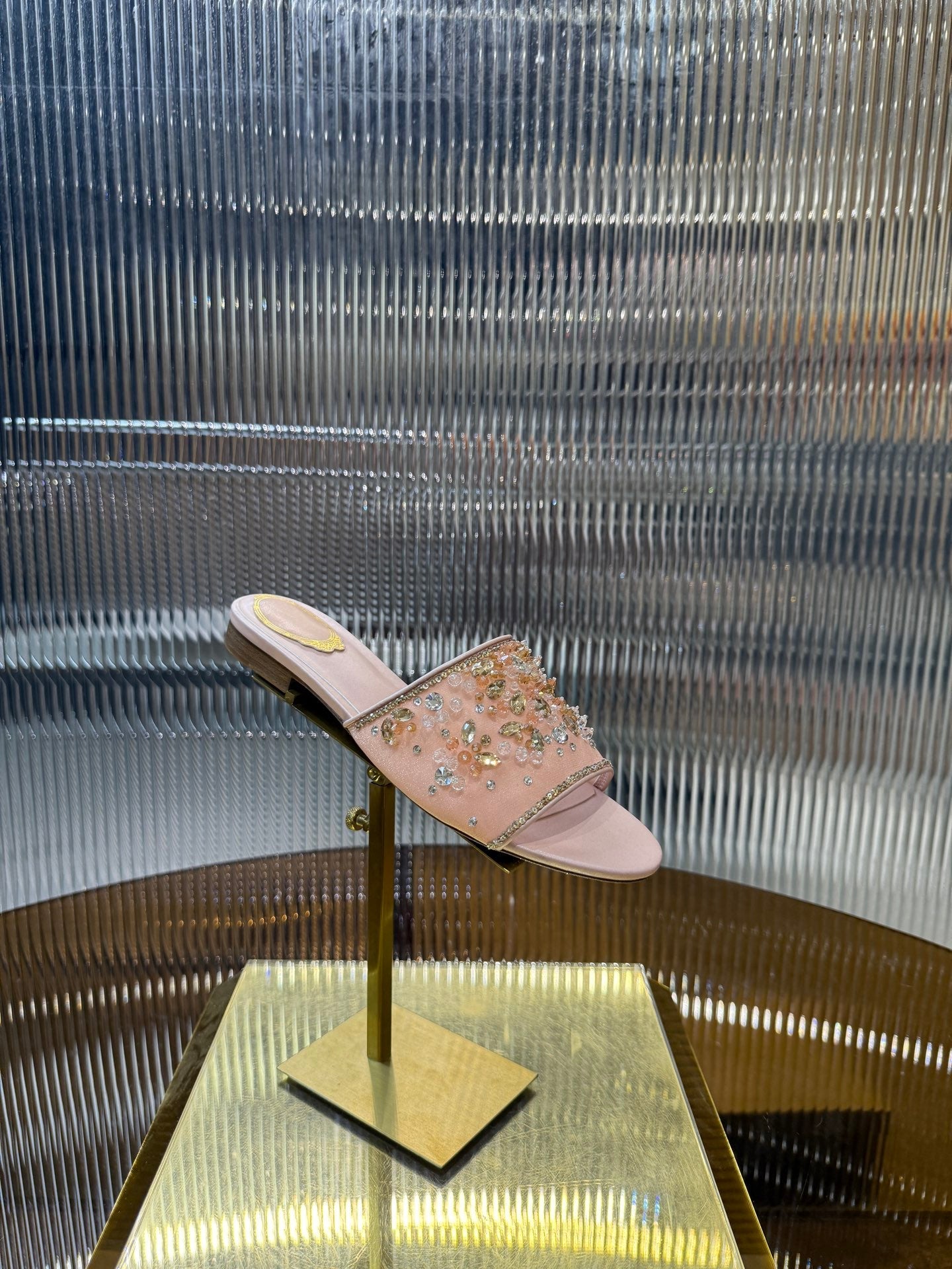 RC 25C Butterfly Flower Sandals Slippers Pink Sheepskin Rhinestone 275765