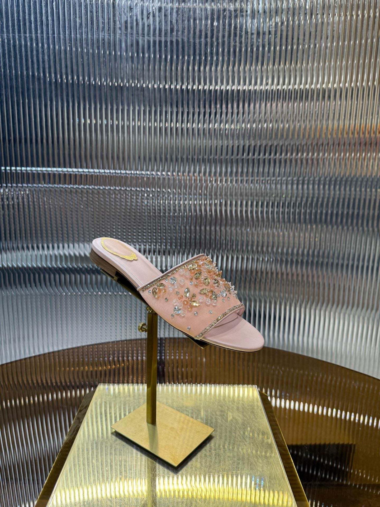 RC 25C Butterfly Flower Sandals Slippers Pink Sheepskin Rhinestone 275765