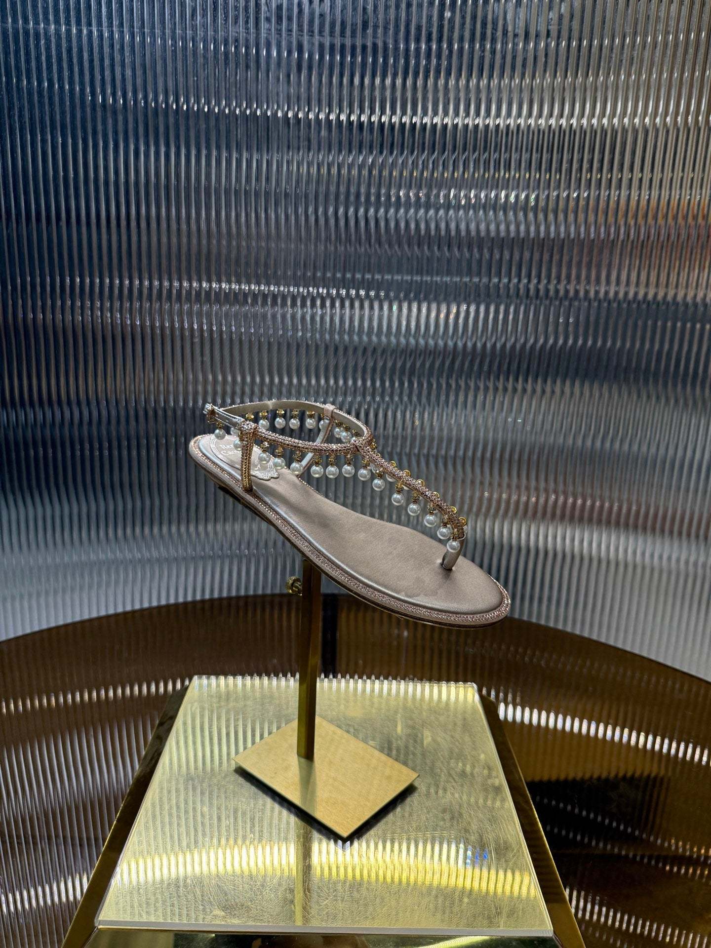 RC 25C Thong Diamond Flat Sandals Pink Silk Rhinestone 275774