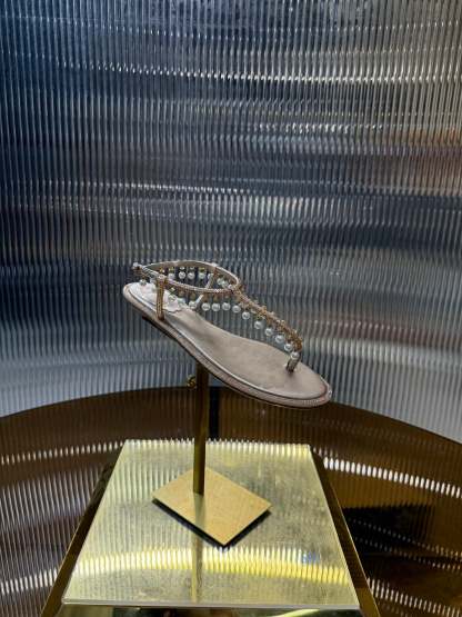 RC 25C Thong Diamond Flat Sandals Pink Silk Rhinestone 275774