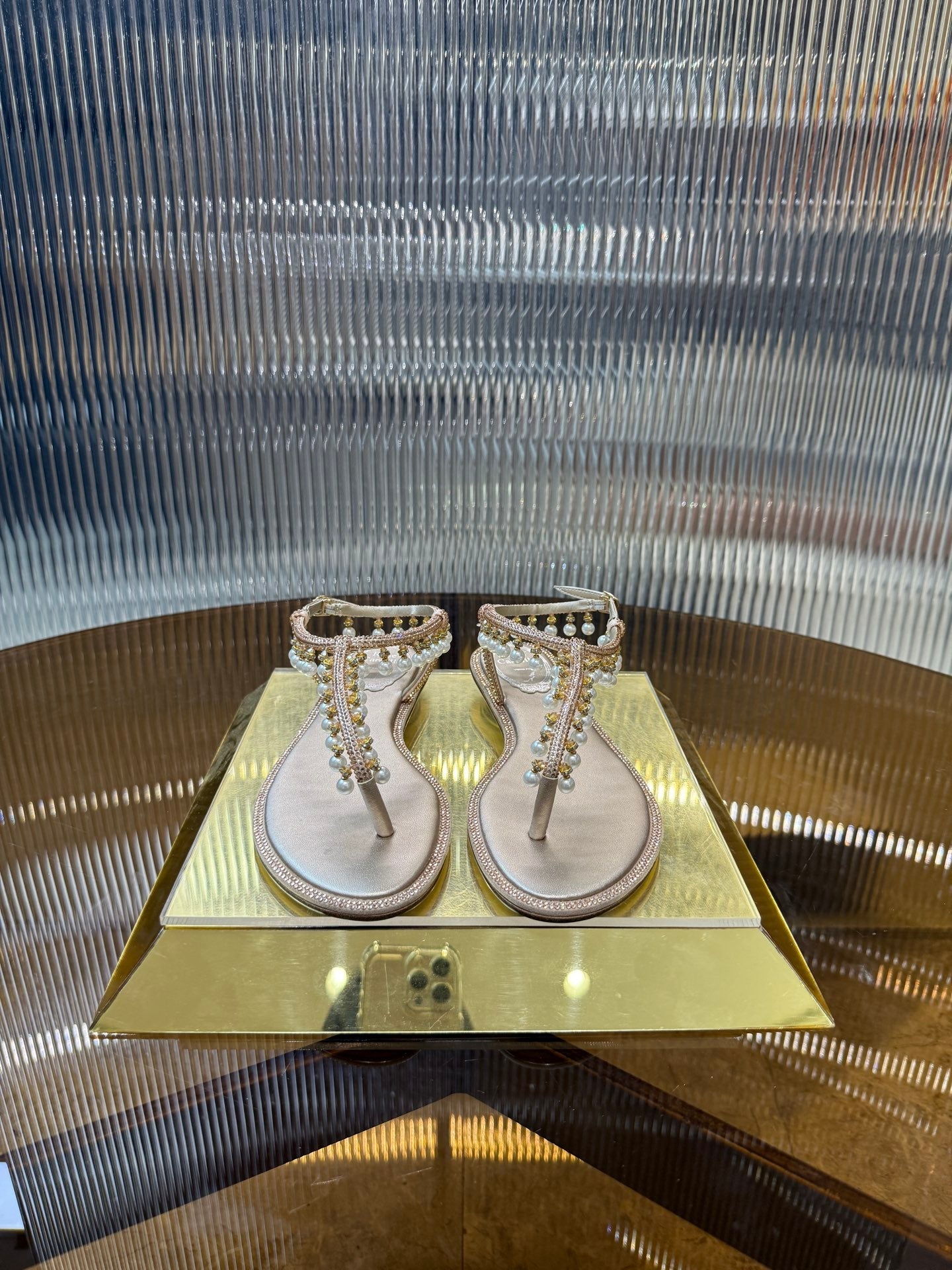 RC 25C Thong Diamond Flat Sandals Pink Silk Rhinestone 275774