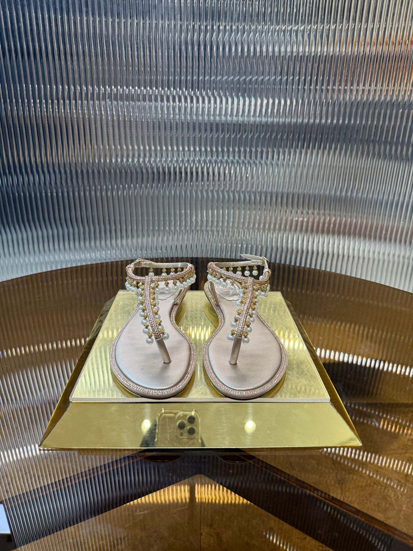 RC 25C Thong Diamond Flat Sandals Pink Silk Rhinestone 275774