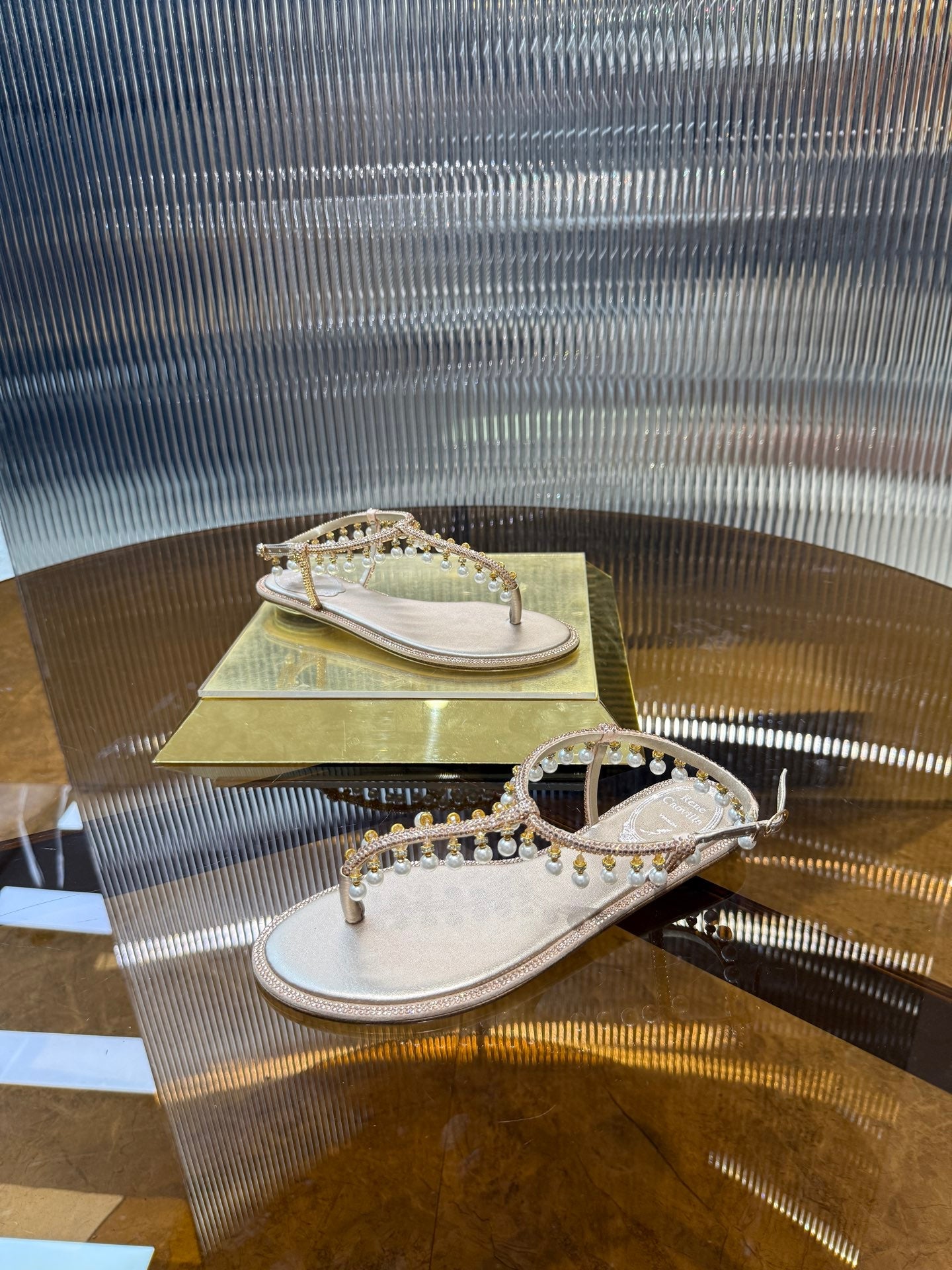 RC 25C Thong Diamond Flat Sandals Pink Silk Rhinestone 275774