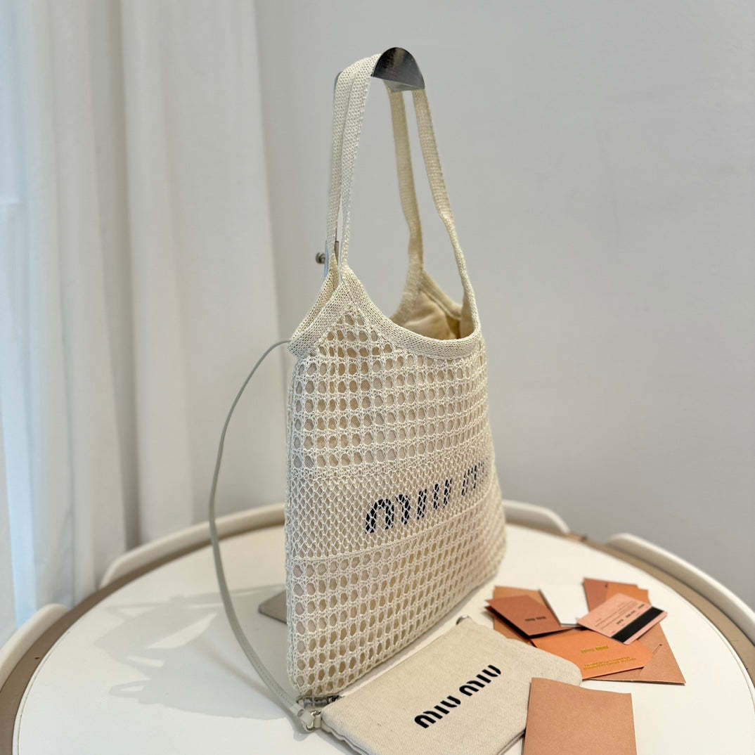 Miu' beach tote bag white canvas