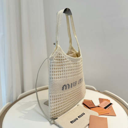 Miu' beach tote bag white canvas