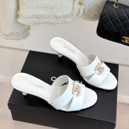 CC 25 Mules White Silk Lambskin 308778