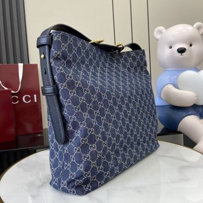 Gucci 25 Beatrix 40cm Handbag Navy Blue Denim Leather 292318