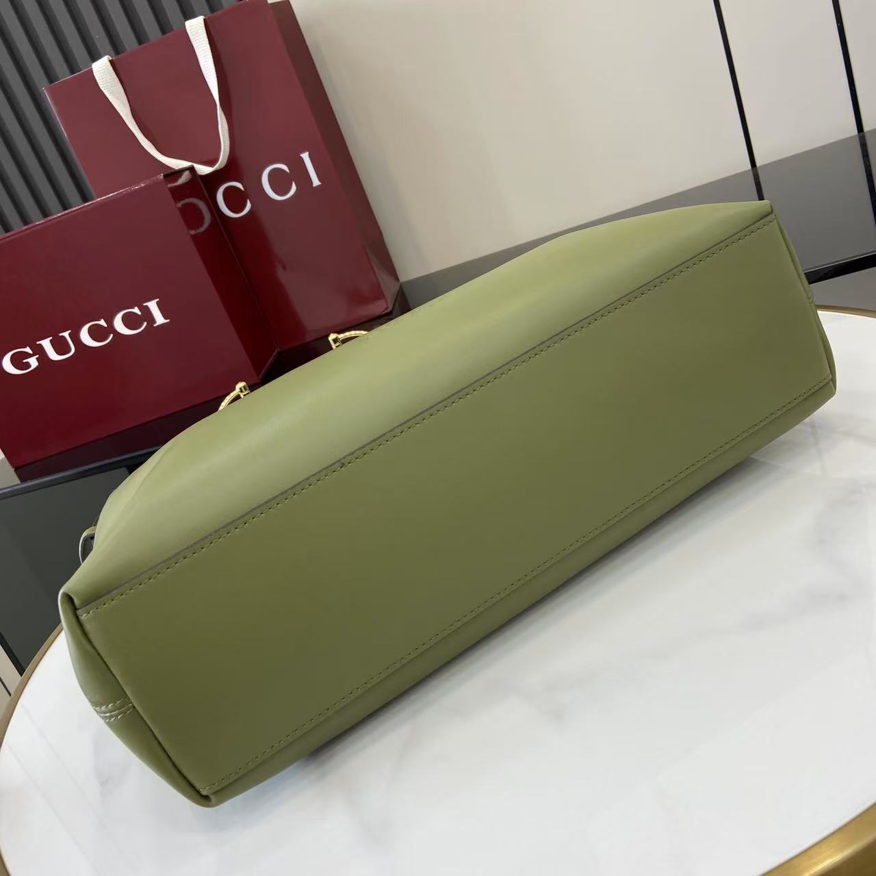 Gucci 25 Beatrix Handbag Green Smooth Cowhide 292565