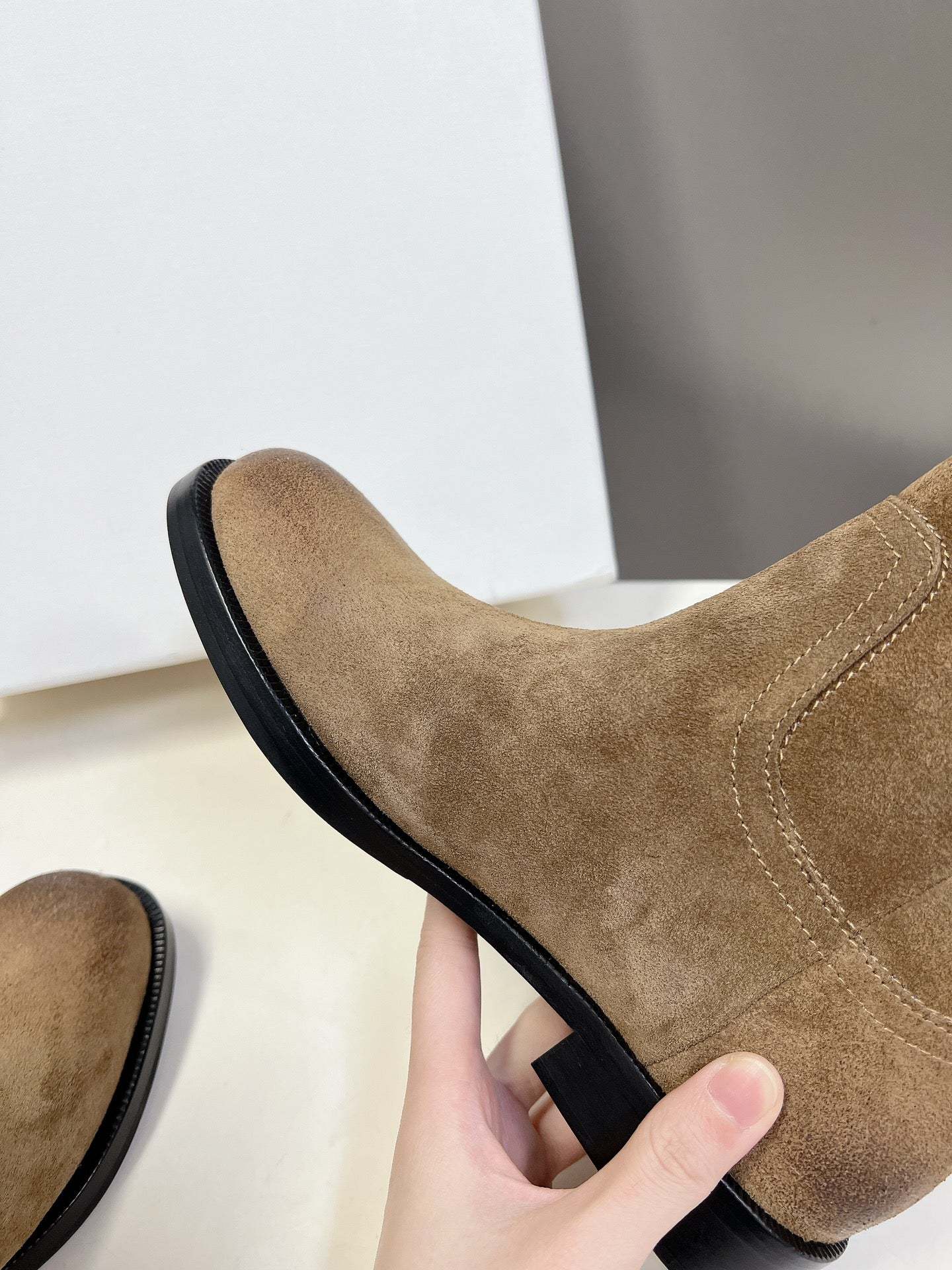 CELINE 25 cowboy boots light brown suede 434411