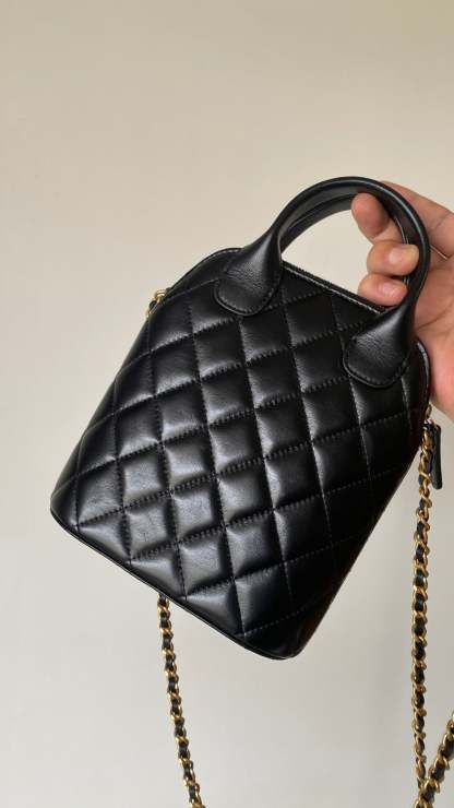 CC Clutch with chain 18  black brown suede calfskin