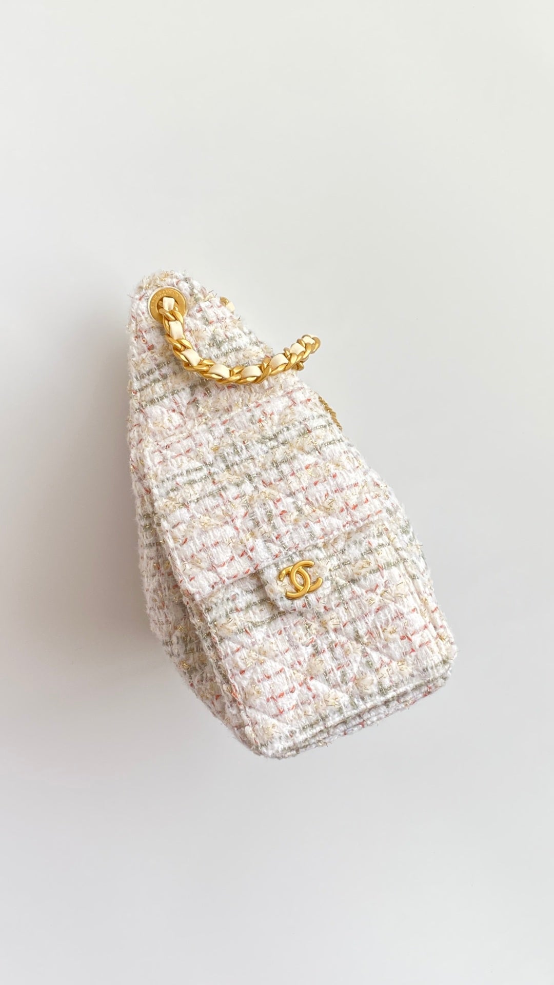 CC 25 hobo bag 30 ivory white pink tweed
