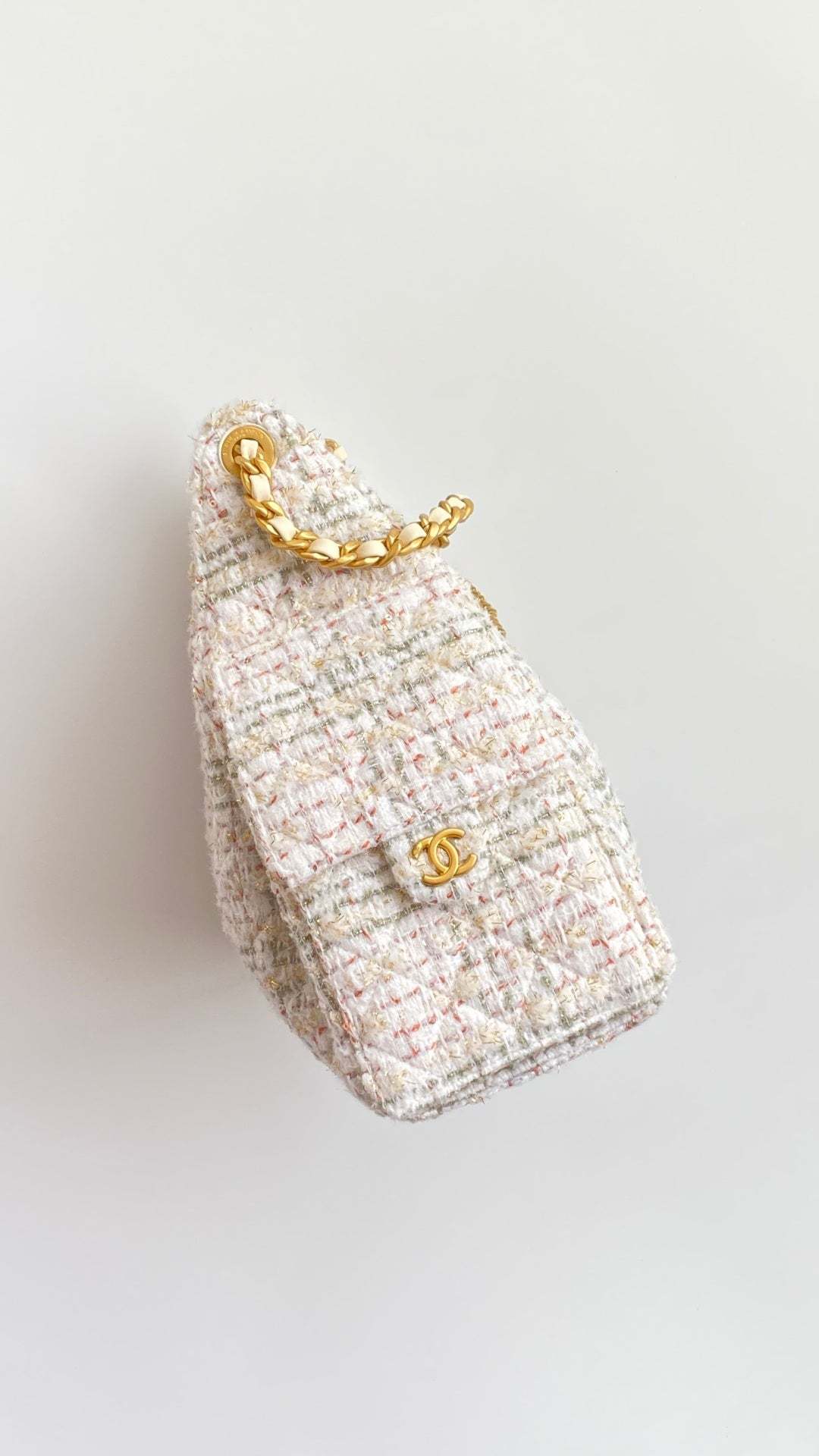 CC 25 hobo bag 30 ivory white pink tweed