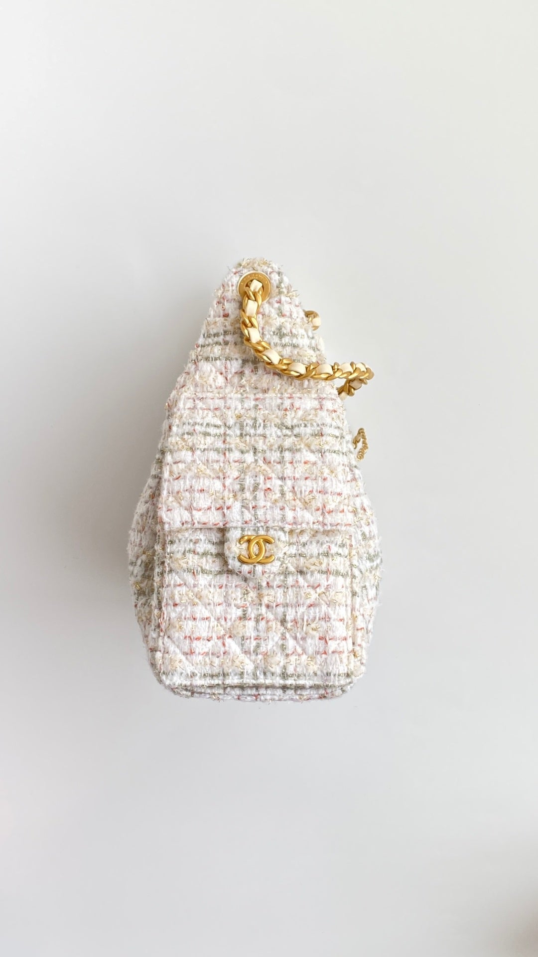 CC 25 hobo bag 30 ivory white pink tweed
