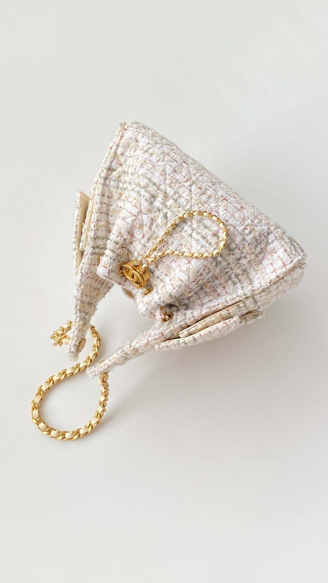 CC 25 hobo bag 30 ivory white pink tweed