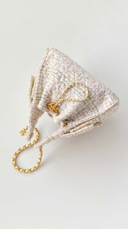CC 25 hobo bag 30 ivory white pink tweed