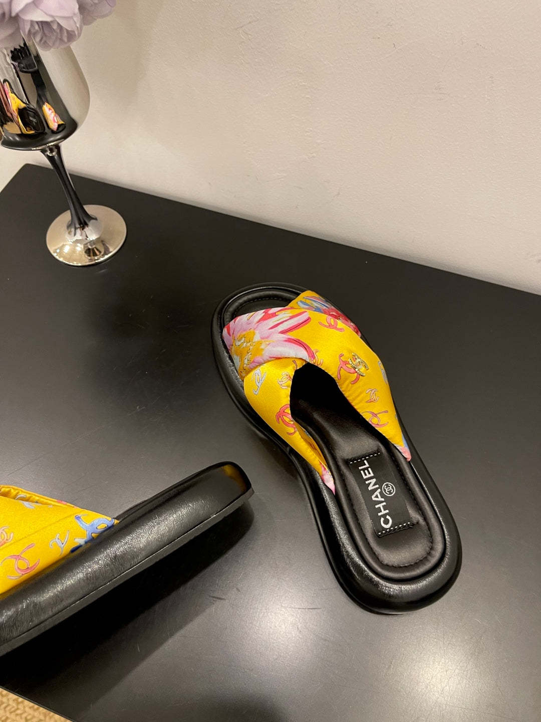 CC 25 Platform Slide Yellow Cloth Sheepskin 34737