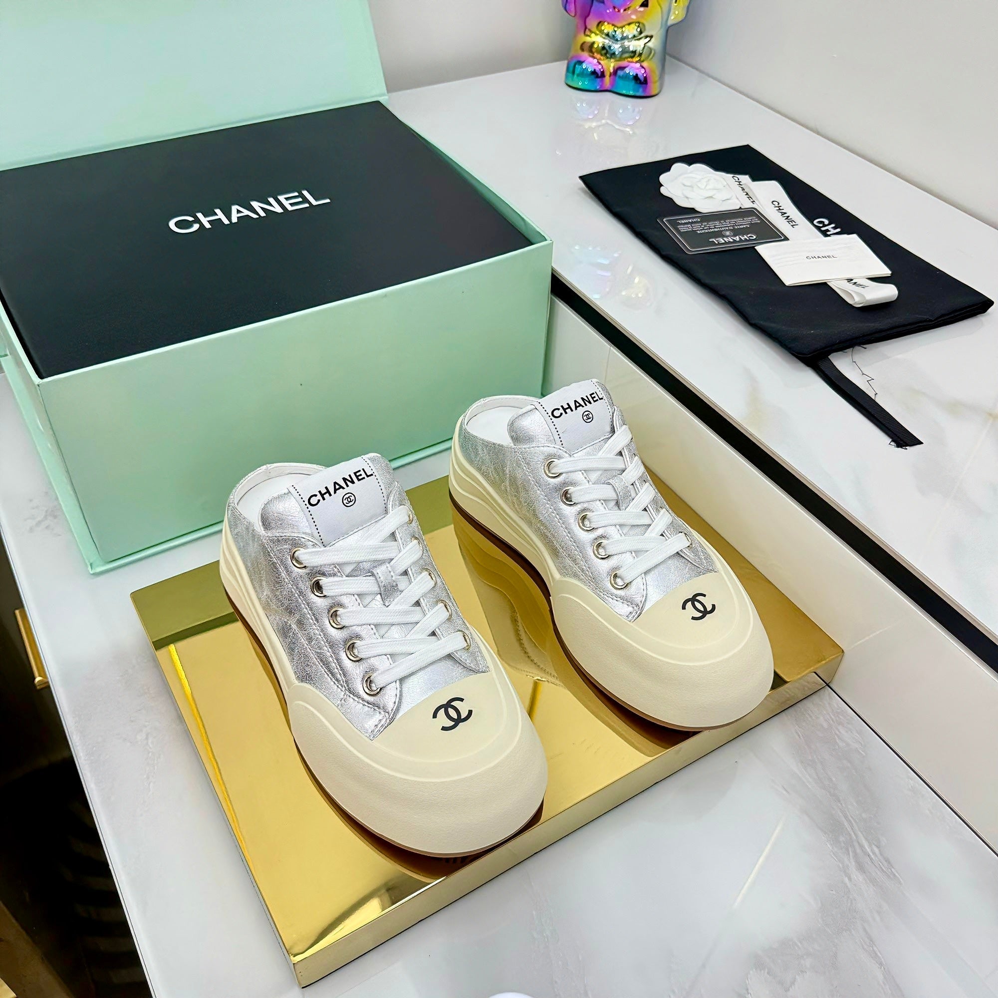 CC 25 Mules Sneaker Sliver Calfskin 331183