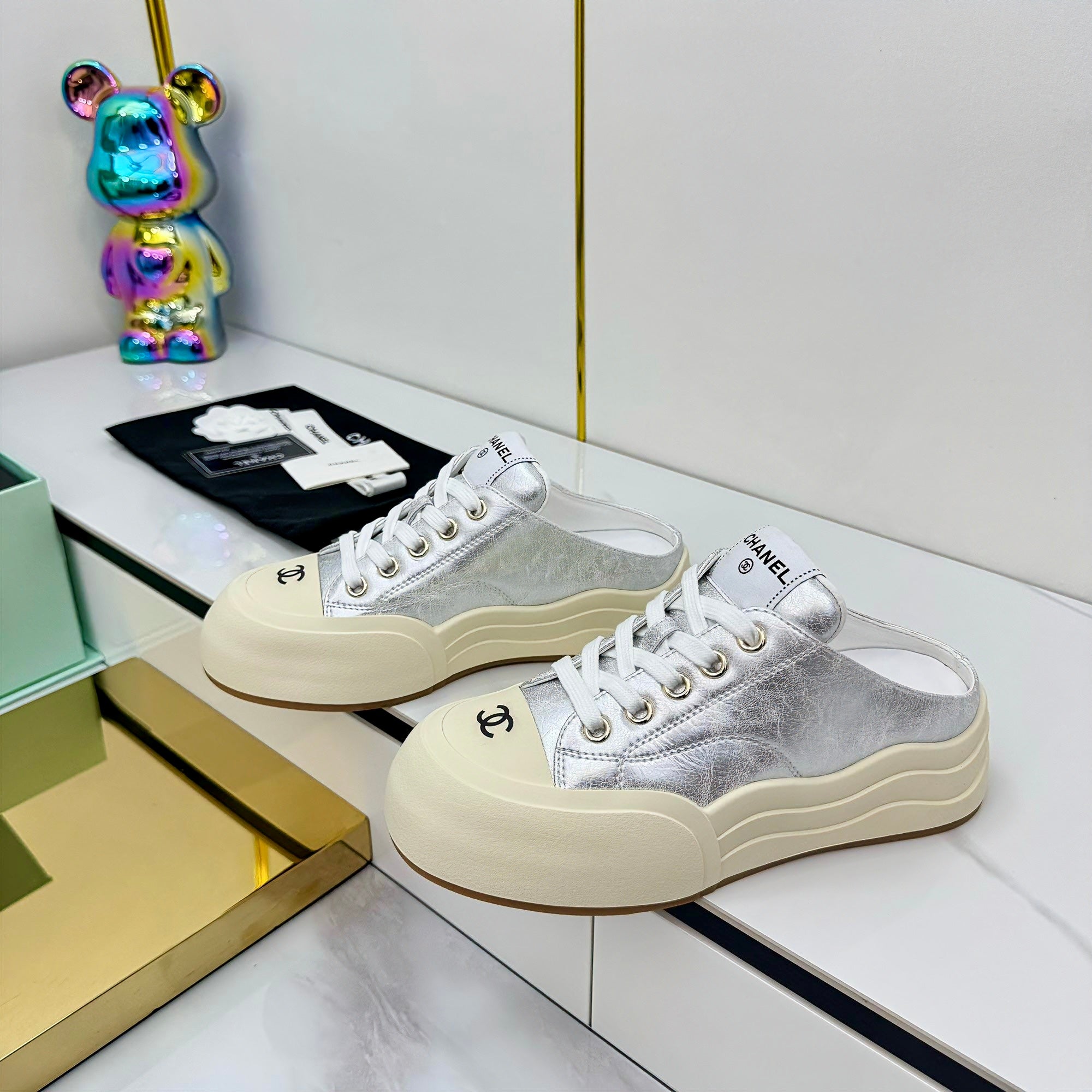 CC 25 Mules Sneaker Sliver Calfskin 331183