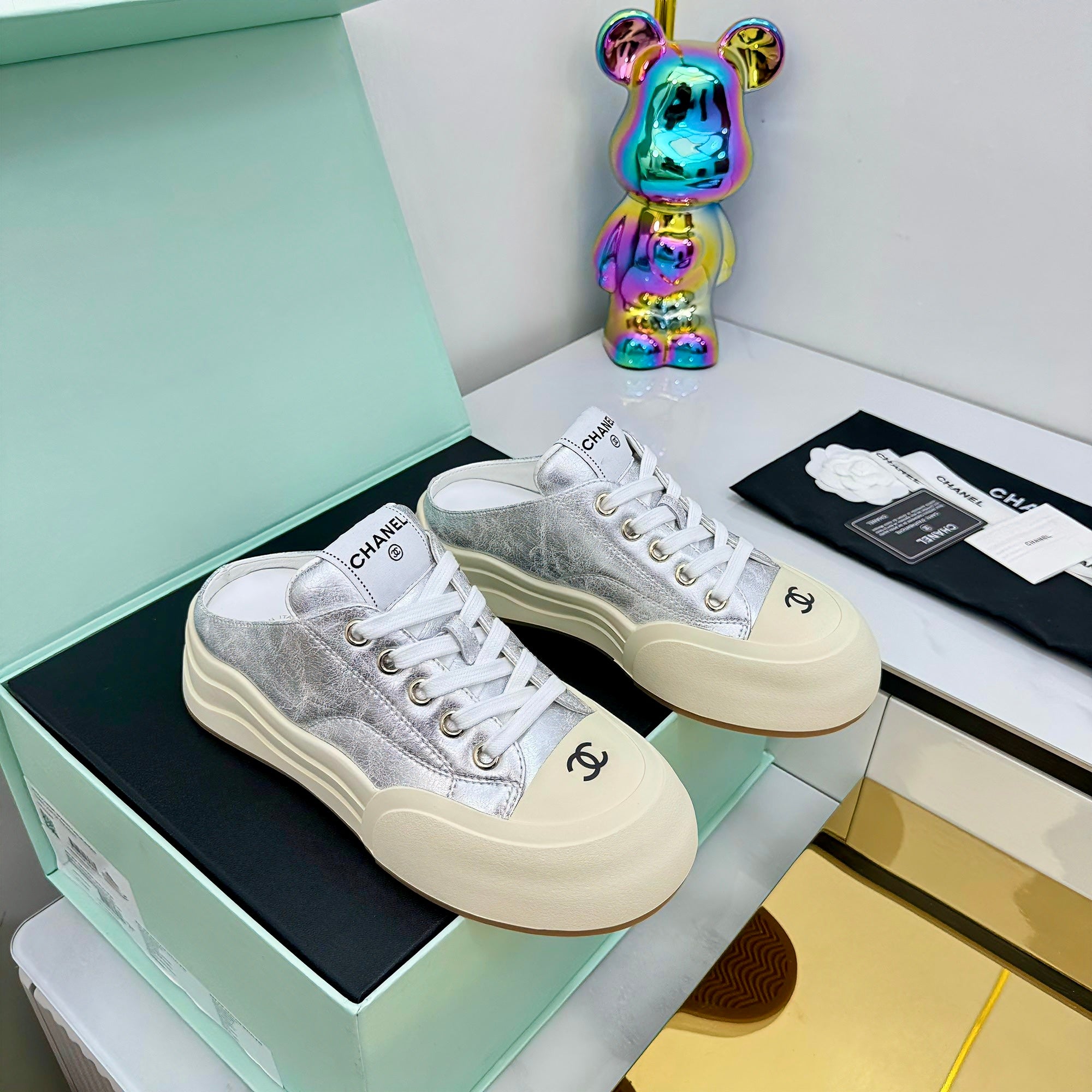 CC 25 Mules Sneaker Sliver Calfskin 331183