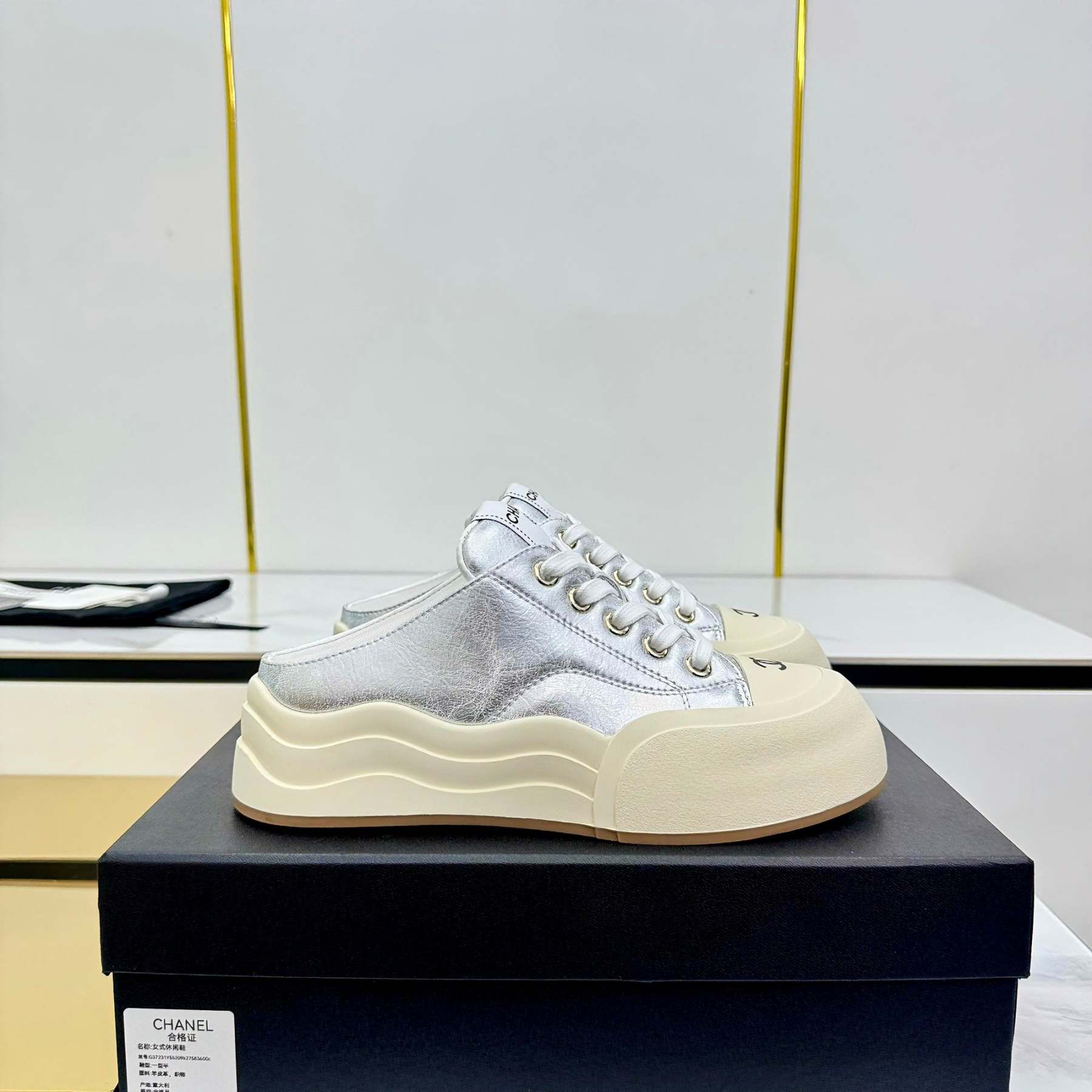 CC 25 Mules Sneaker Sliver Calfskin 331183